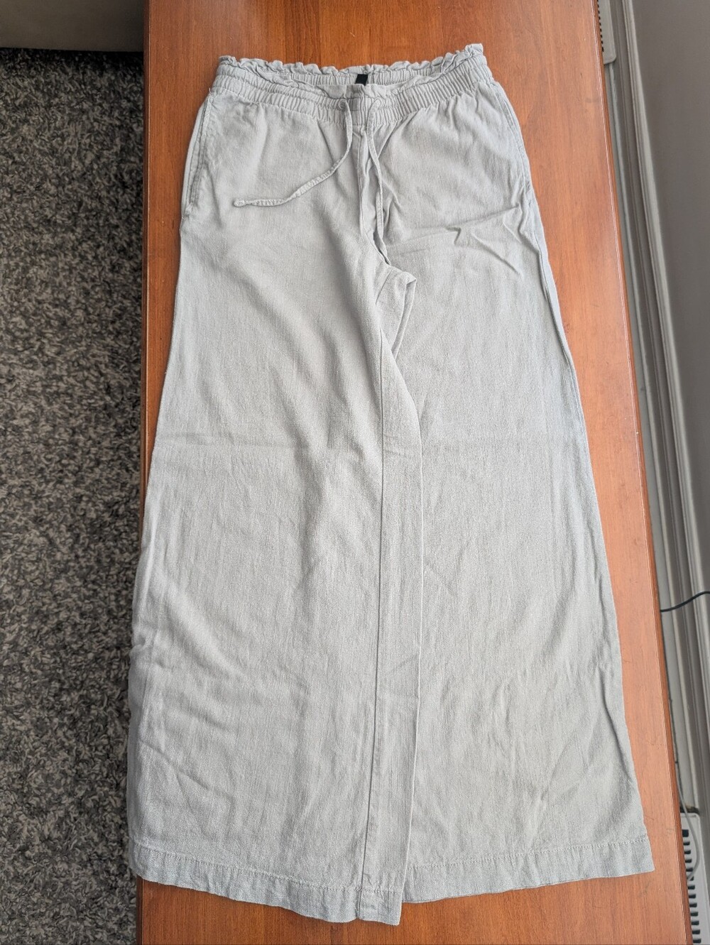 H&M Light Gray Wide-Leg Drawstring Pants